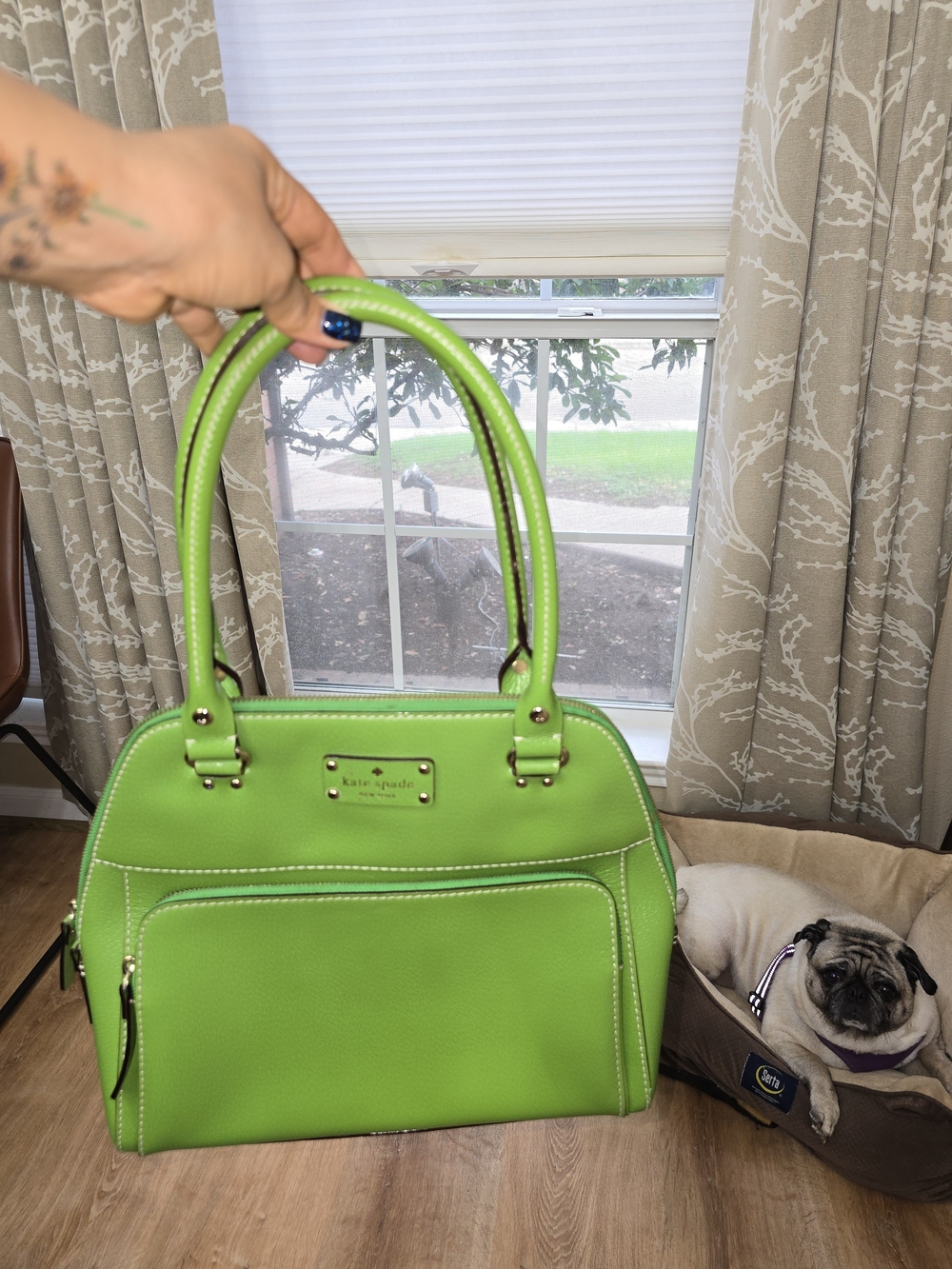 kate spade New York Bright Green Structured Satchel